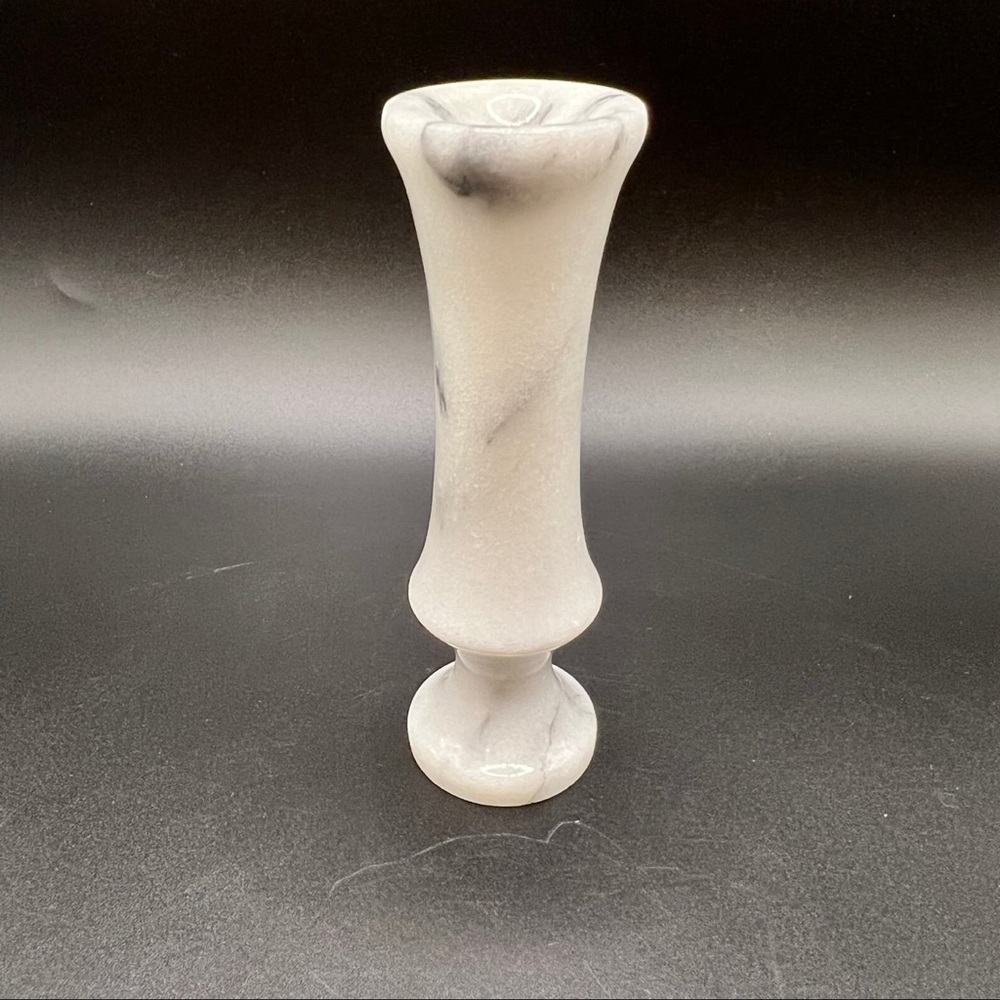 Vintage White Marble Pedestal Bud Vase